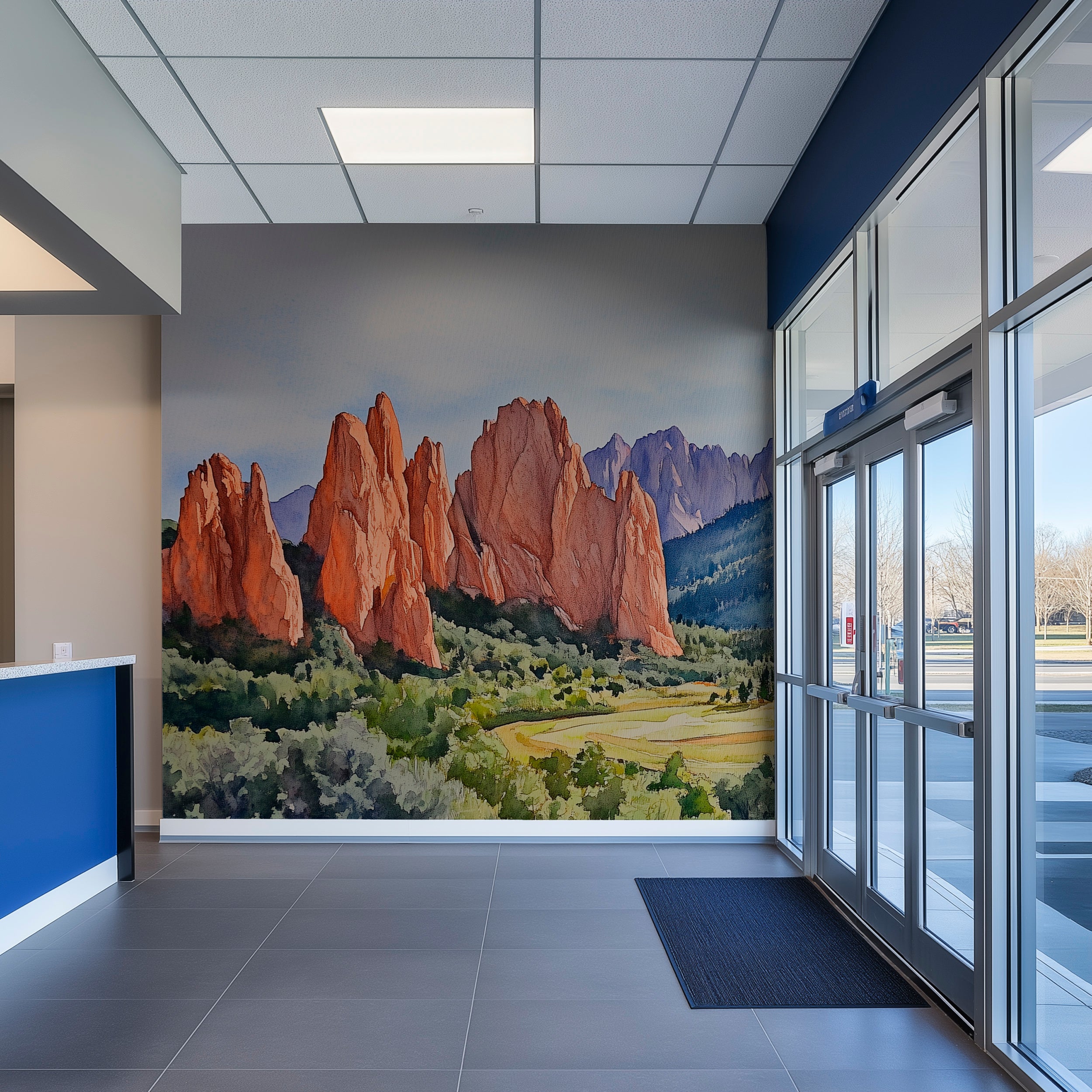 Garden of Gods Wall Mural, Peel and Stick Colorado Mountains Valley Wallpaper, Removable Scenic Wallpaper