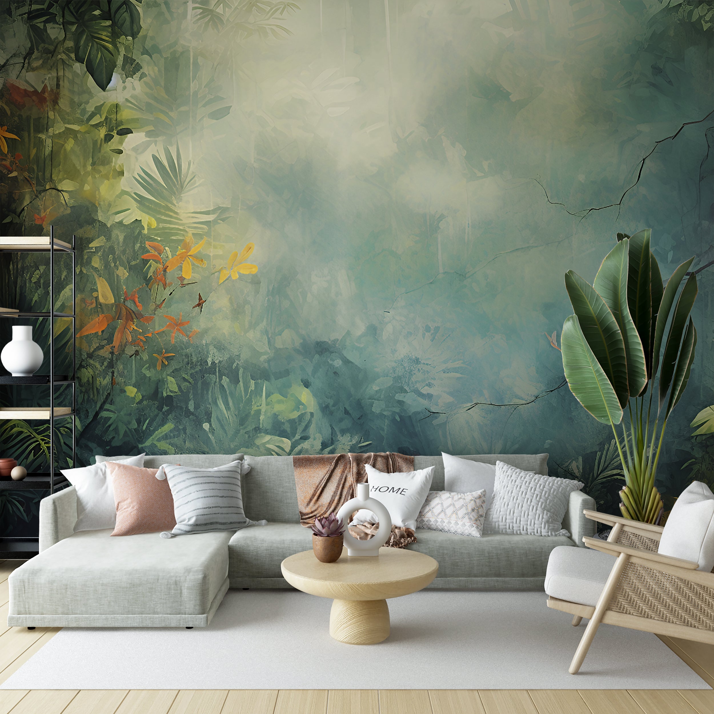 Rainforest Mural with Exotic Nature Design