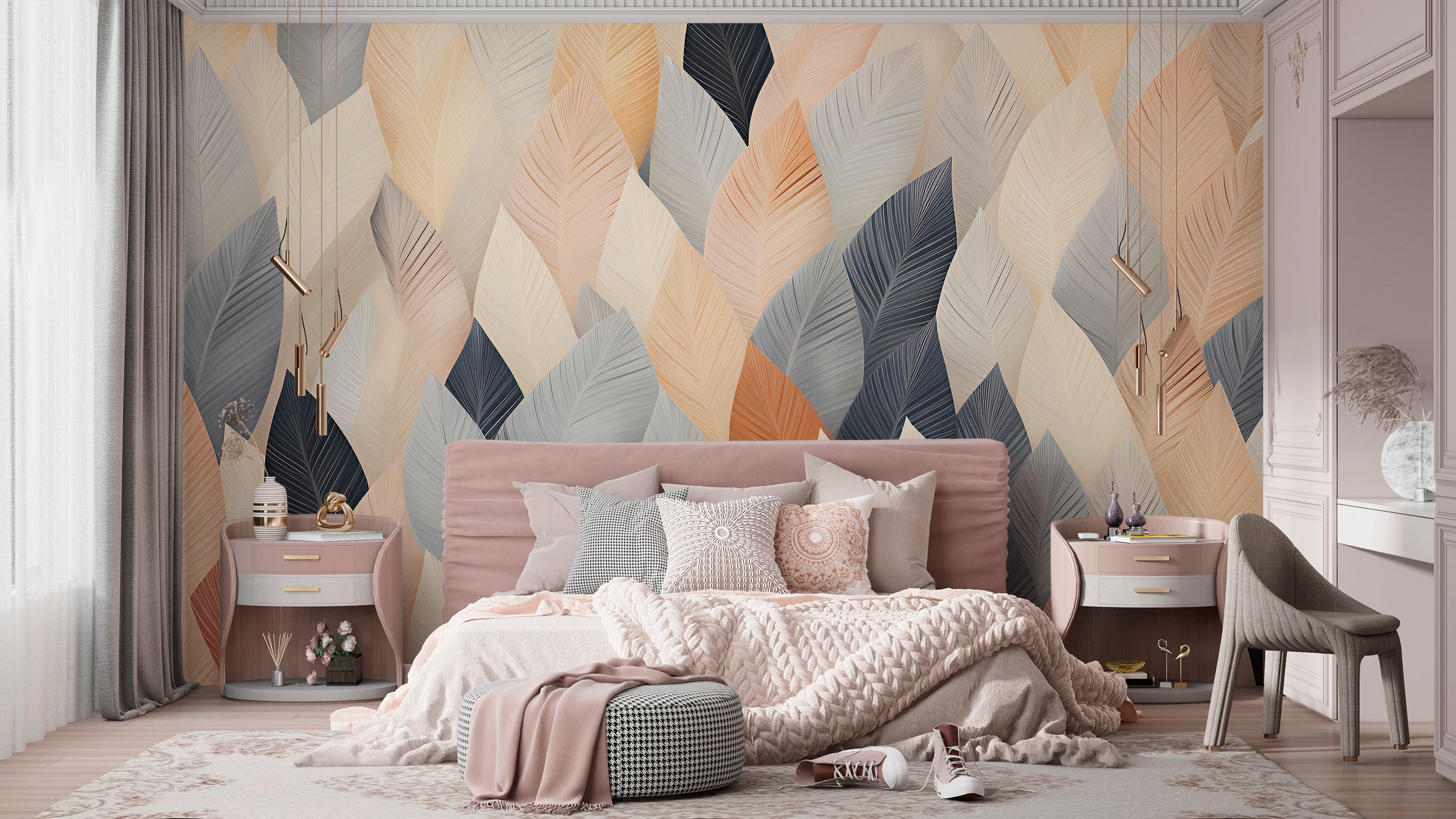Self-Adhesive Colored Feathers Wallpaper