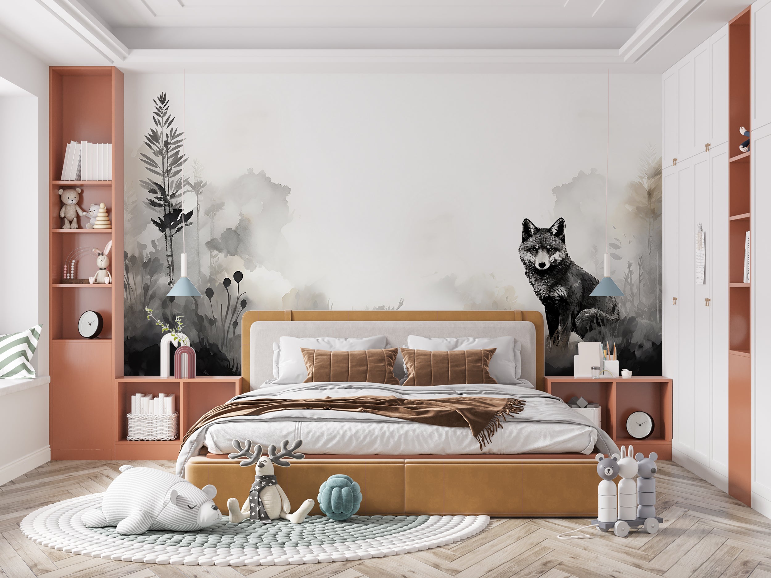 Watercolor Forest Mural for Tranquil Ambiance