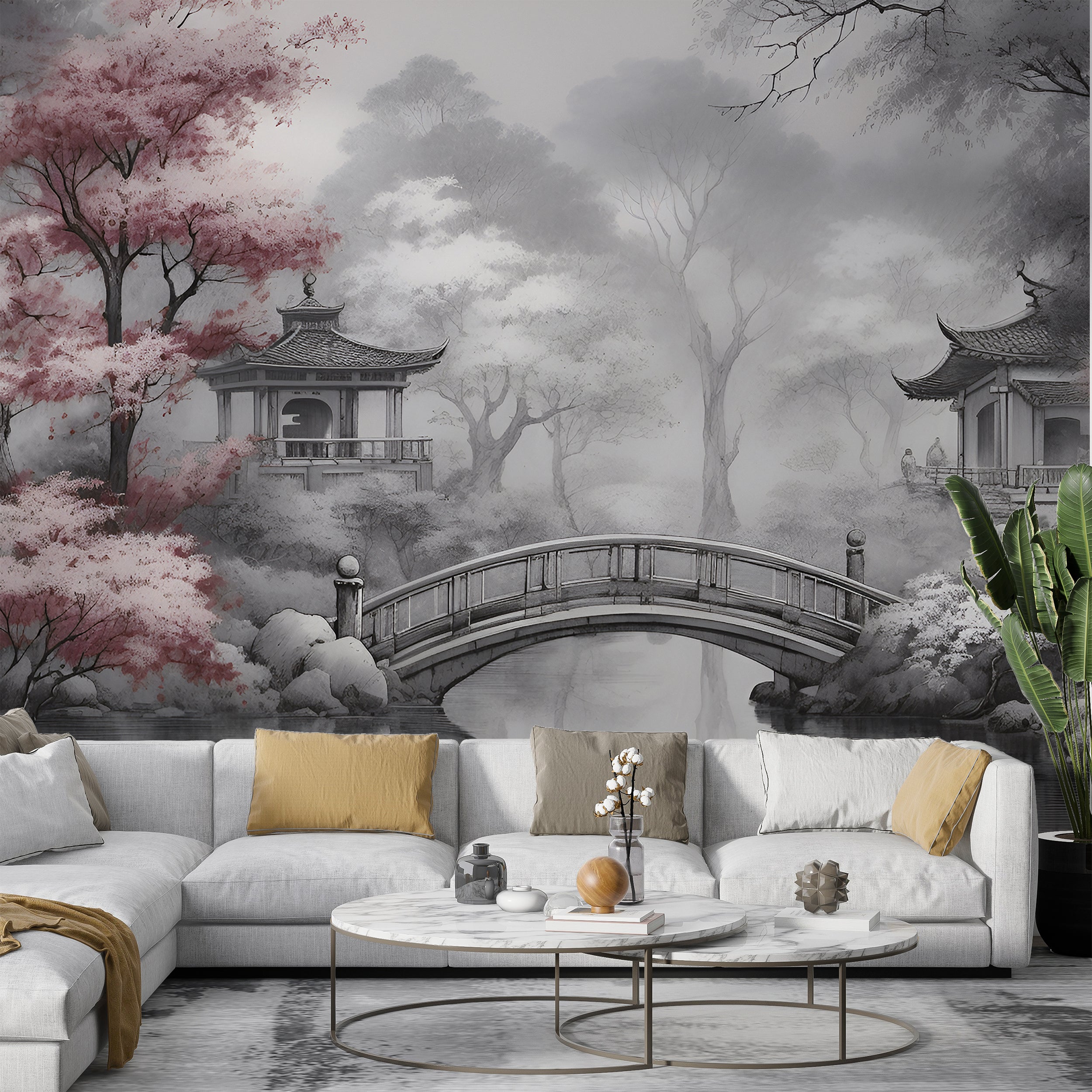 Toile De Jouy Mural for Sophisticated Ambiance