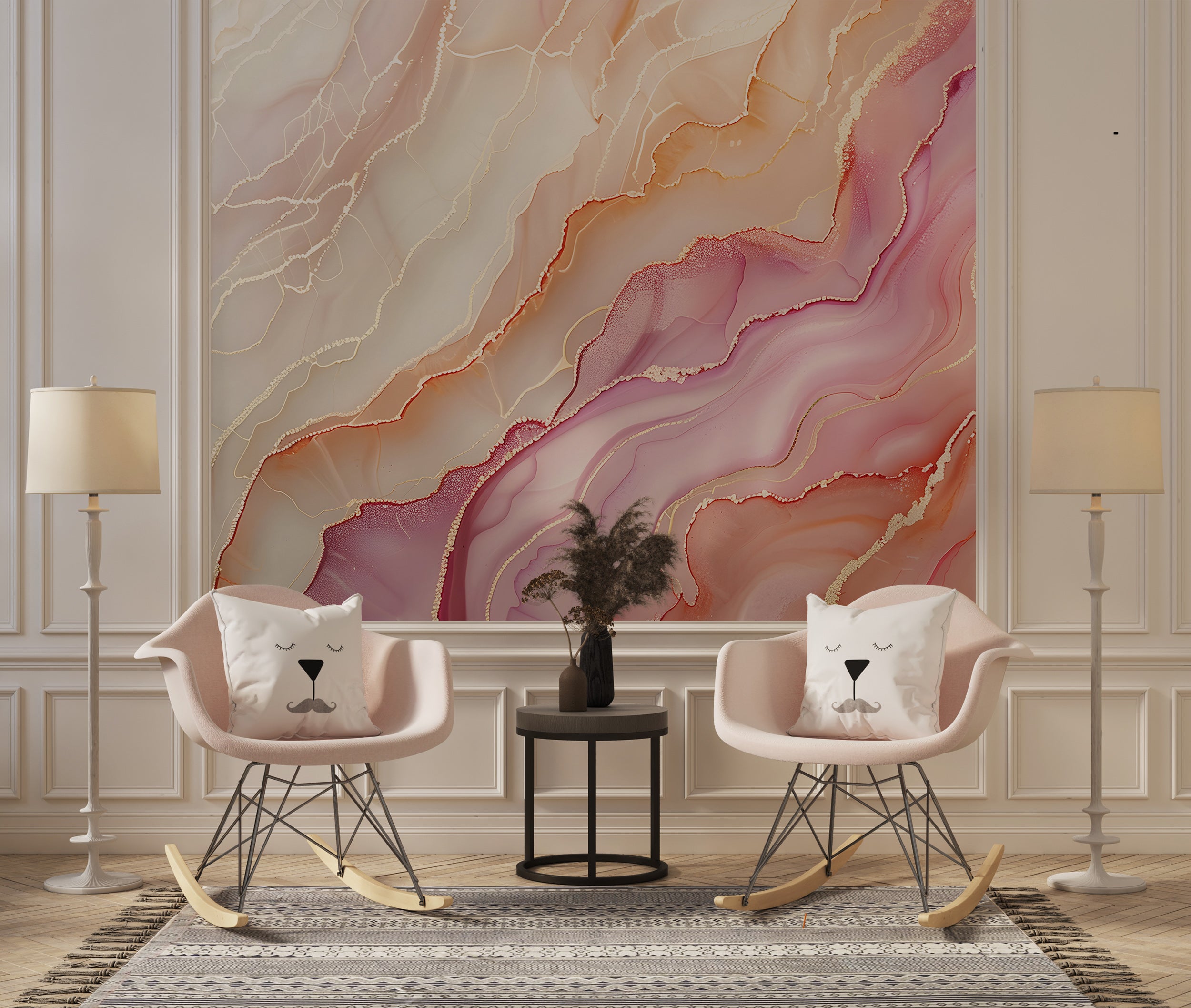 Marble Texture in Soft Pastel Colors Wallpaper, Peel and Stick Colorful Alcohol Ink Wall Mural, Removable Accent Wall Marble Decal