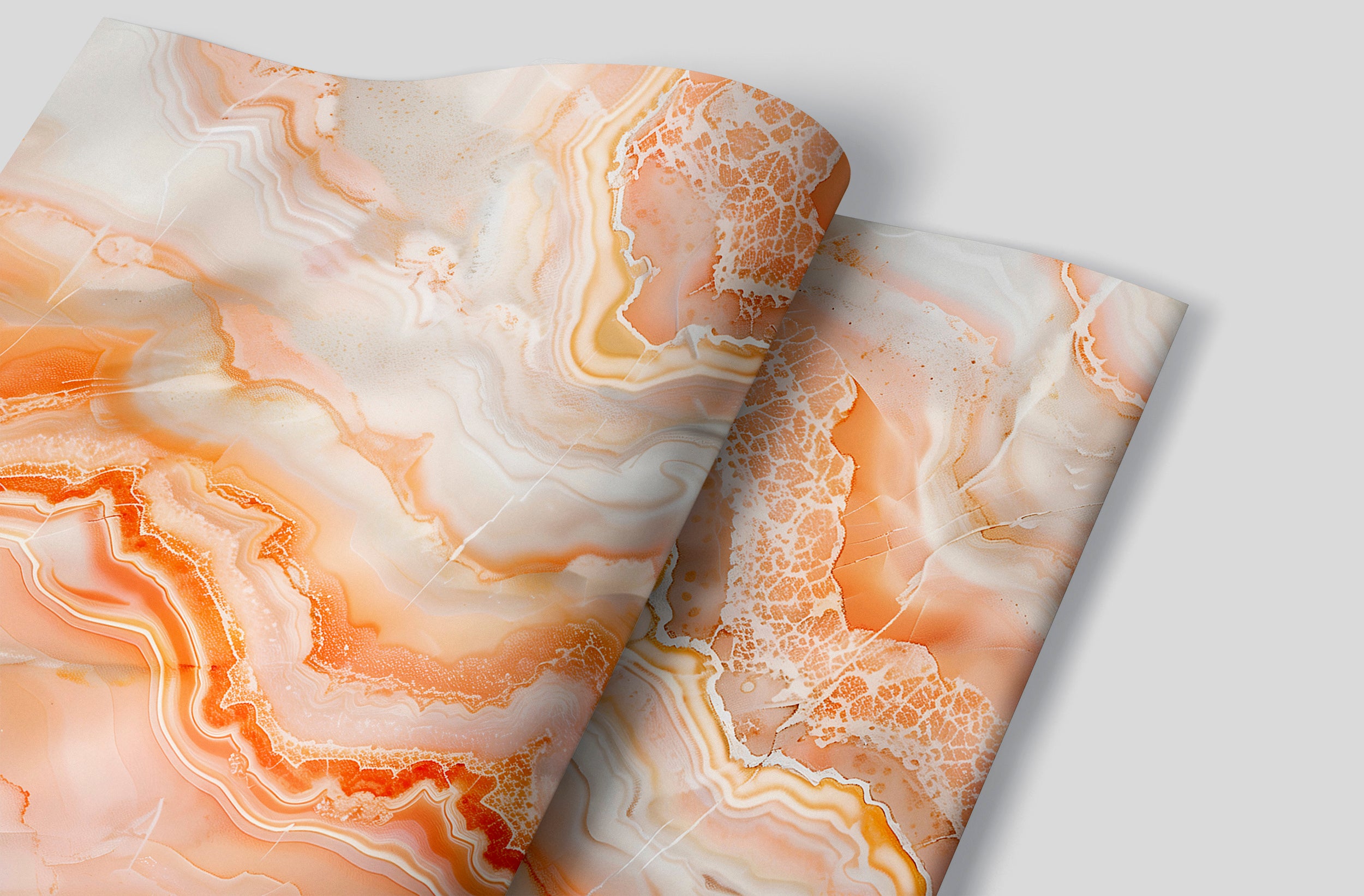 Orange Marble Mural, Peel and Stick Abstract Accent Wall Wallpaper, Removable Peach Marble Art, Alcohol Ink Decor