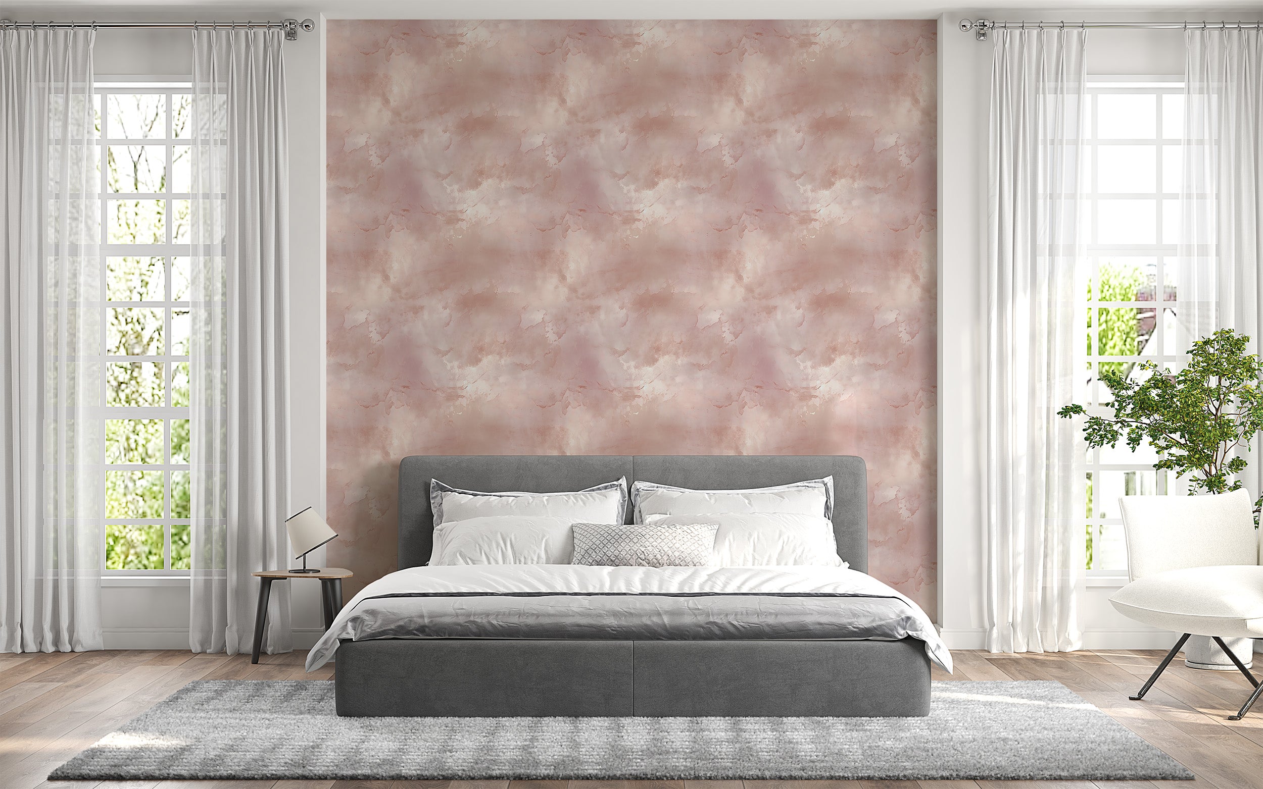 Sophisticated Bedroom Wall Decal in Pink