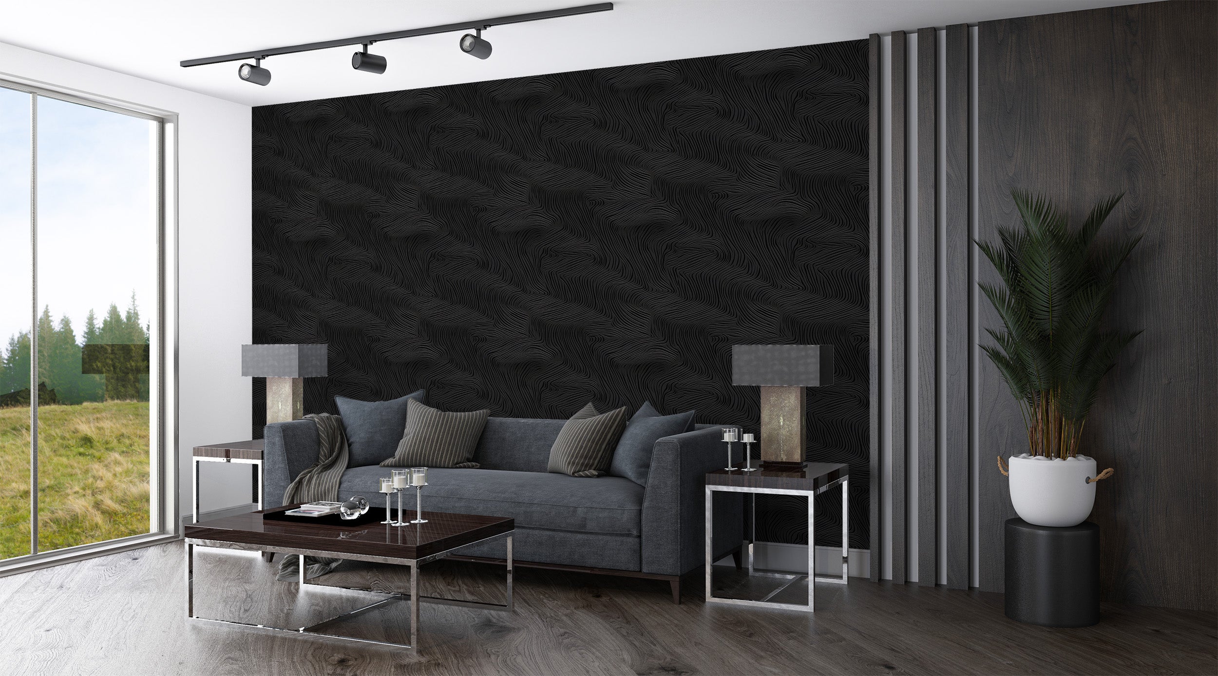 Chic and Bold Black Wallpaper for Interior Design