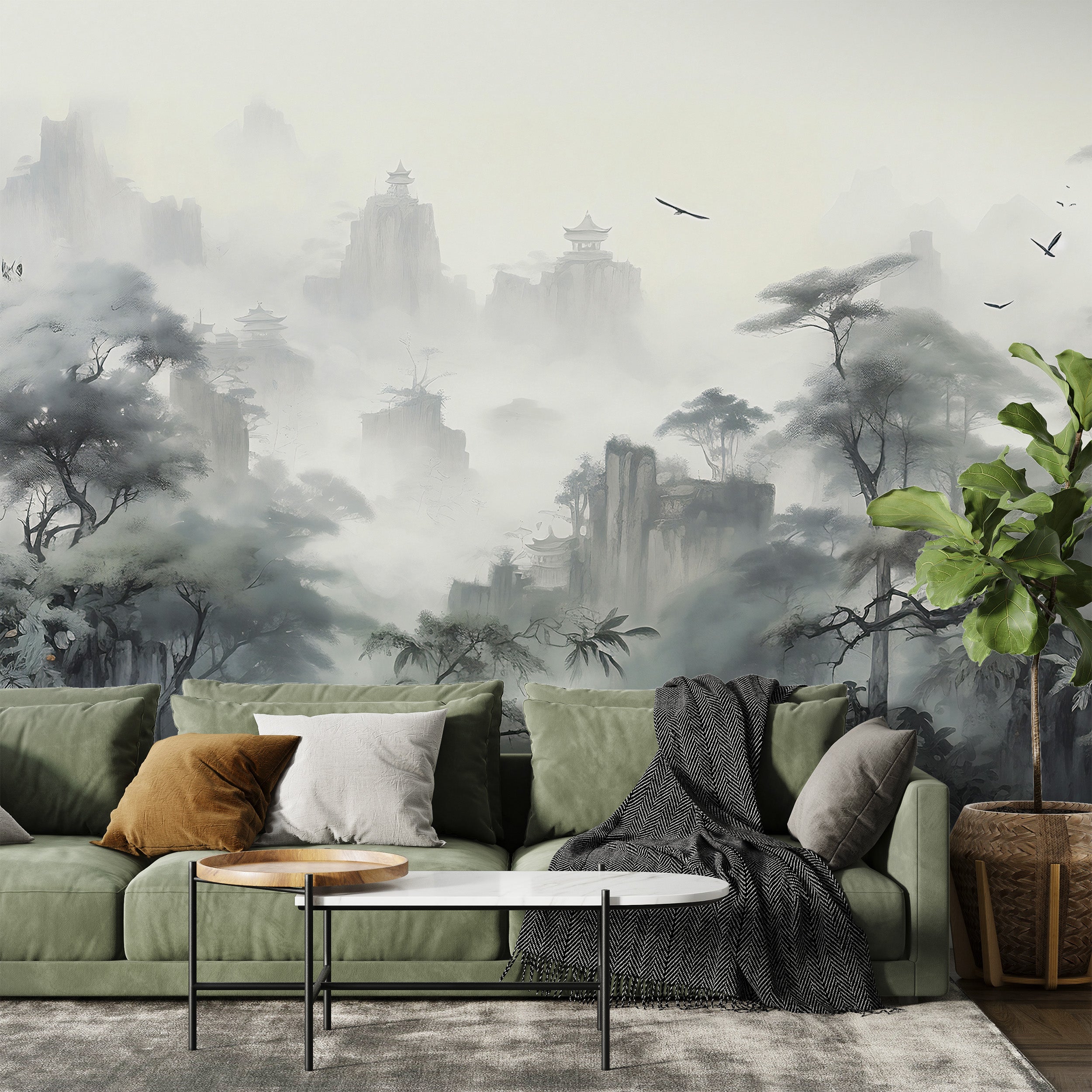Enhance Ambiance with Foggy Mountains Wall Art