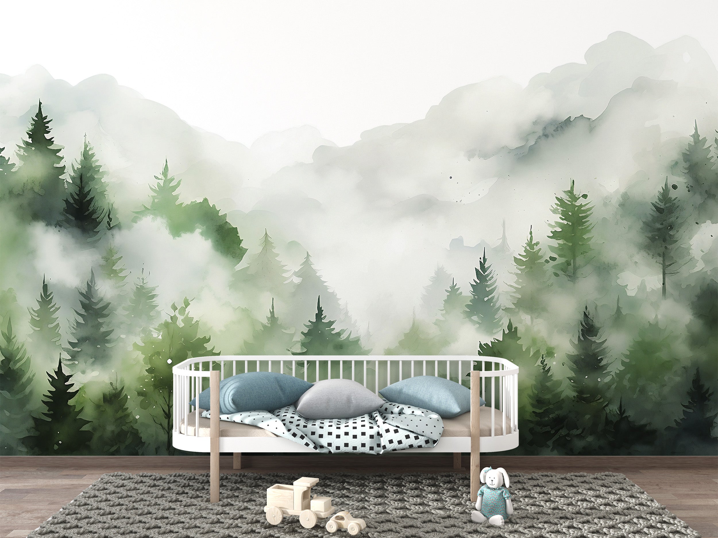 Transform Your Room with Misty Forest Wallpaper