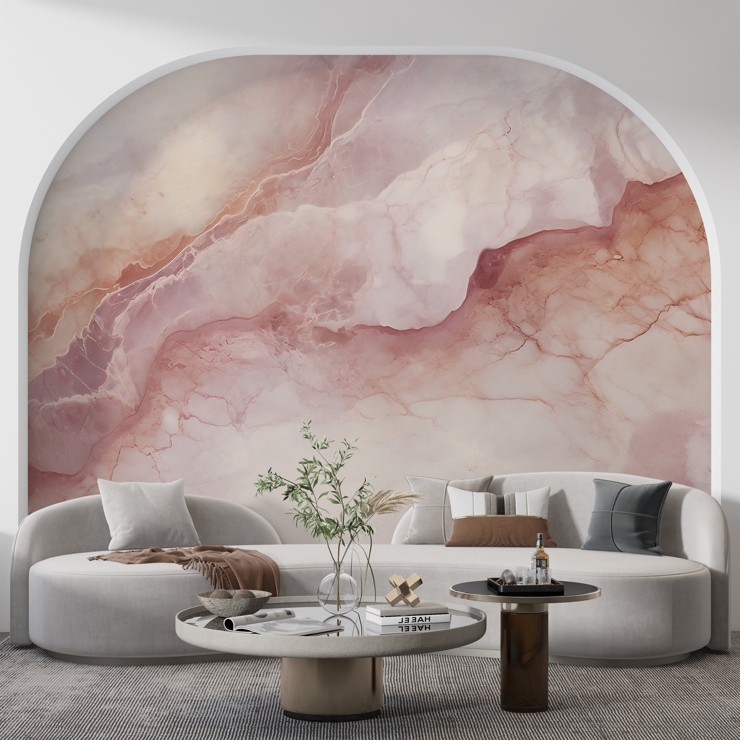 Effortless Application of Pink Marble Wall Covering