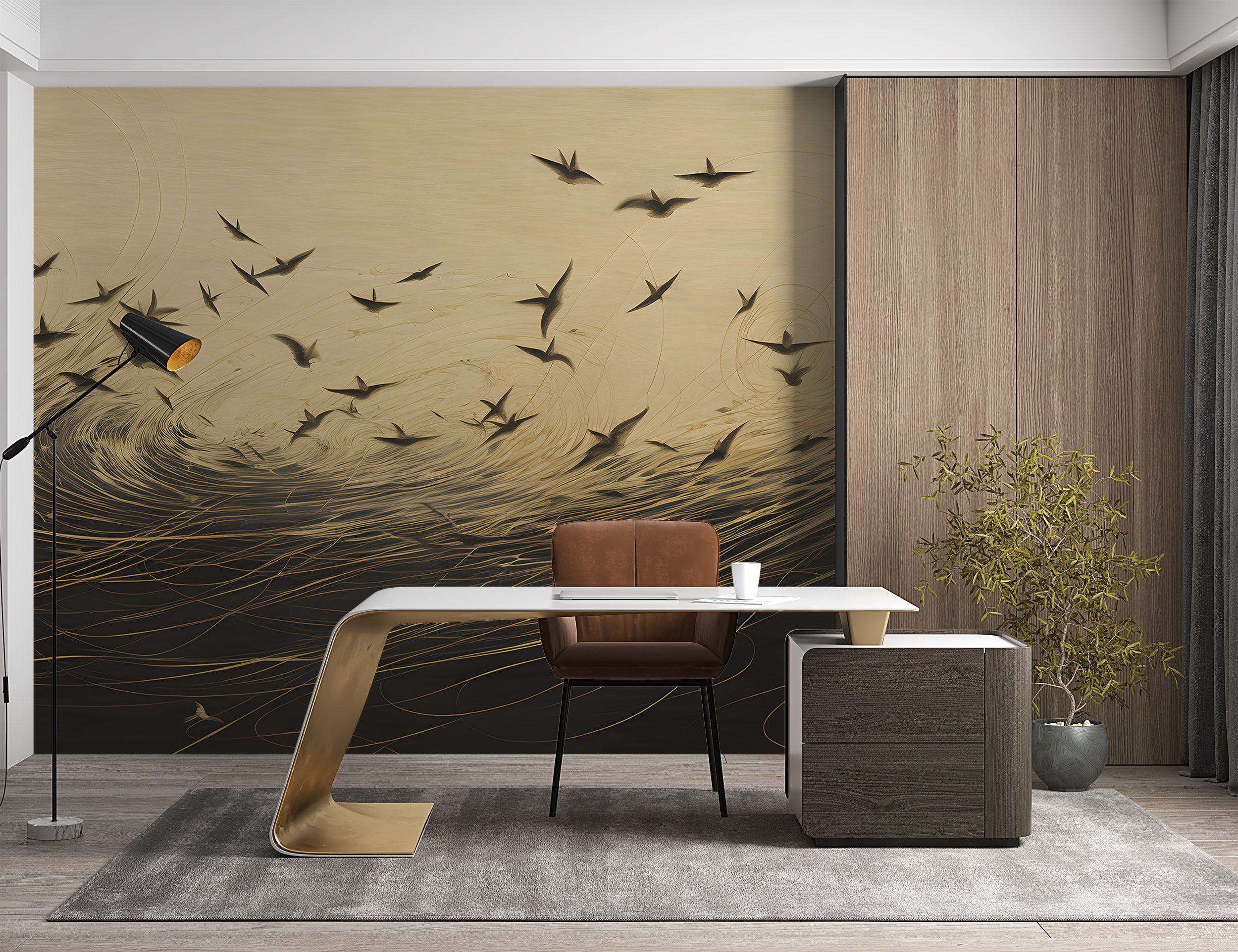 Elegant Swallow Pattern Removable Wallpaper