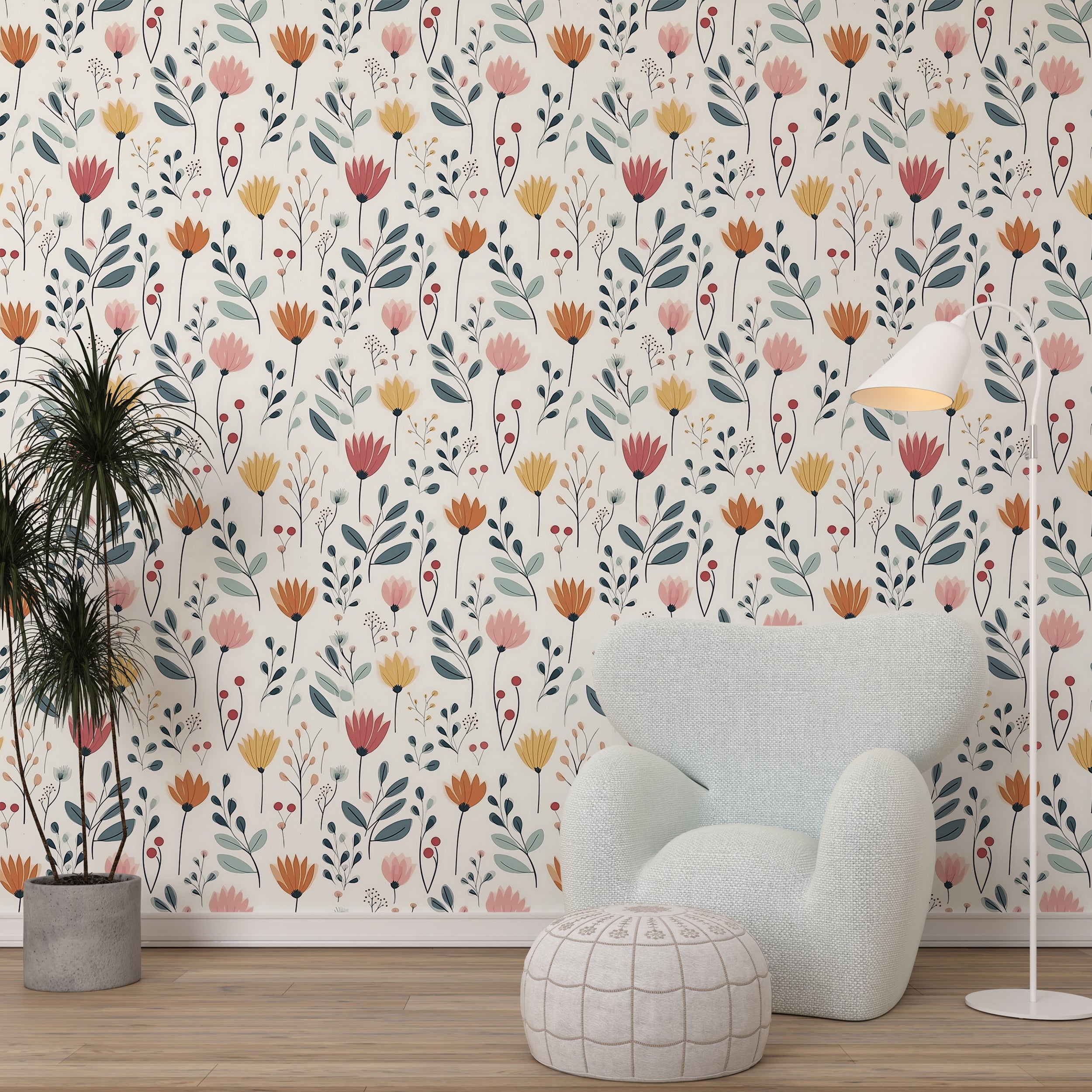 Enchanting Pastel Flower Wall Covering