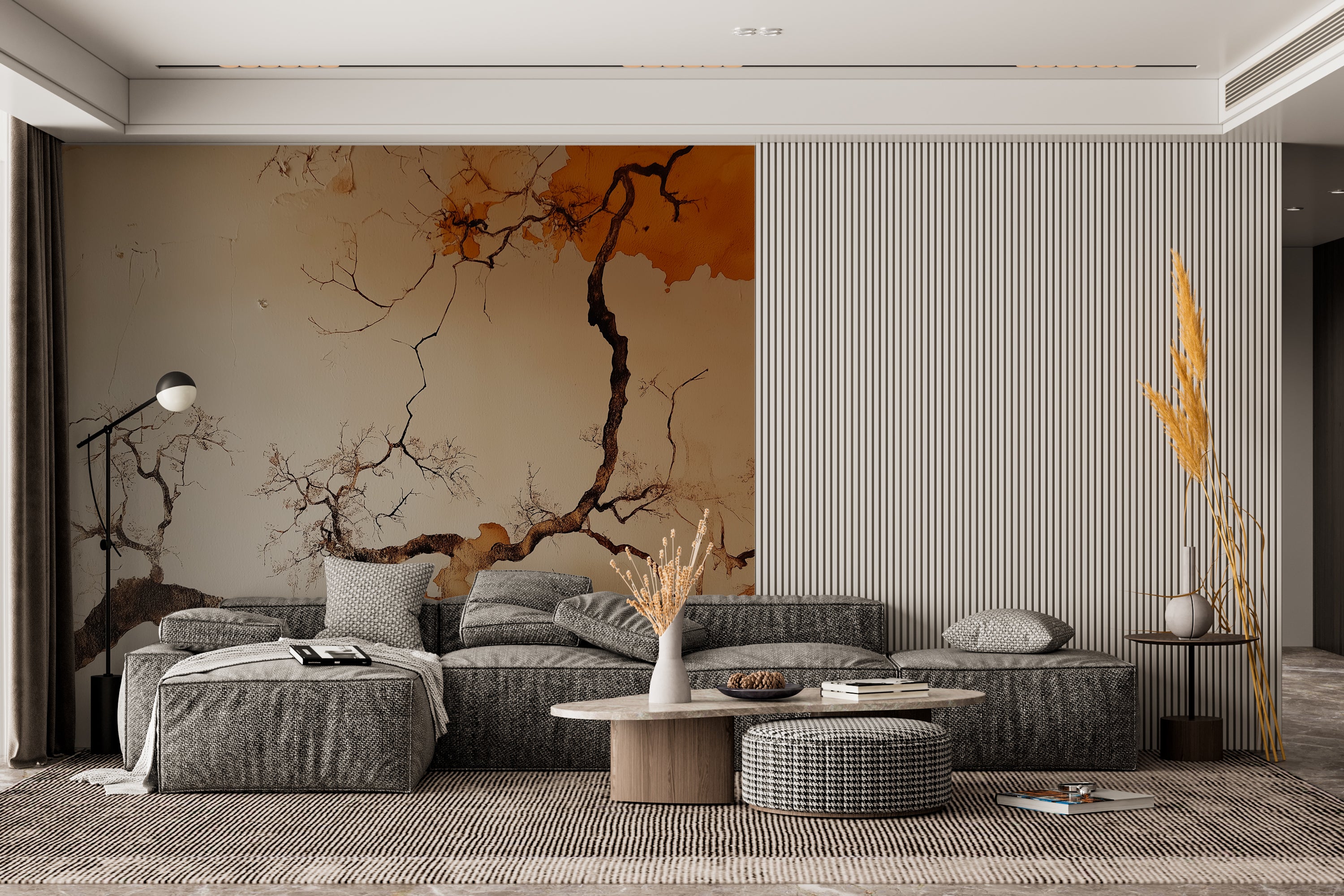Modern Abstract Crackle Effect Wallpaper – Earthy Tones