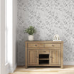 Grey and White Floral Wallpaper, Removable Light Botanical Leaves, Peel and Stick Delicate Tree Flowers Decal, Soft Shades of Grey Floral Pattern