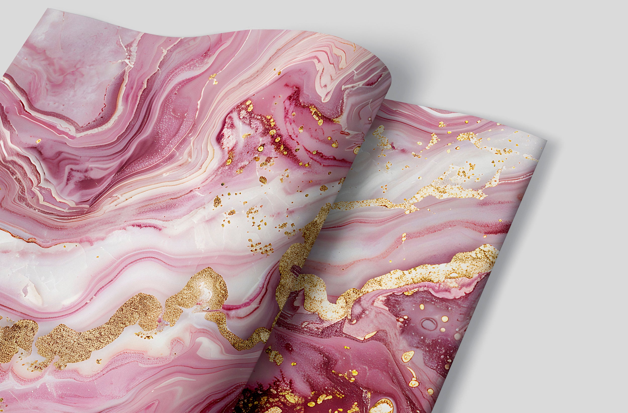 Pink and Gold Alcohol Ink Mural, Peel and Stick Abstract Wallpaper, Removable Modern Marble Texture Wall Decor, Unique Accent Wallpaper