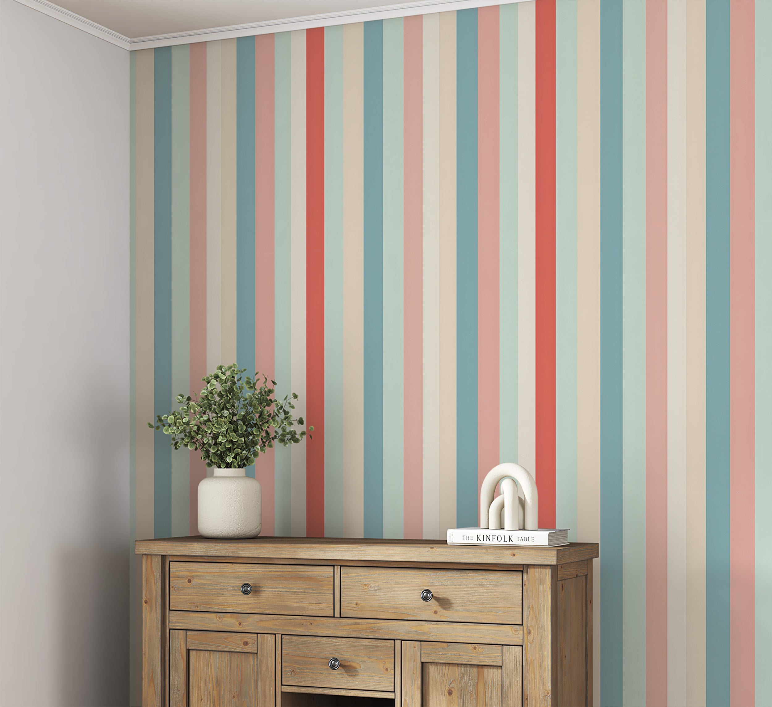Vibrant Pastel Colors Striped Wallpaper for Modern Decor