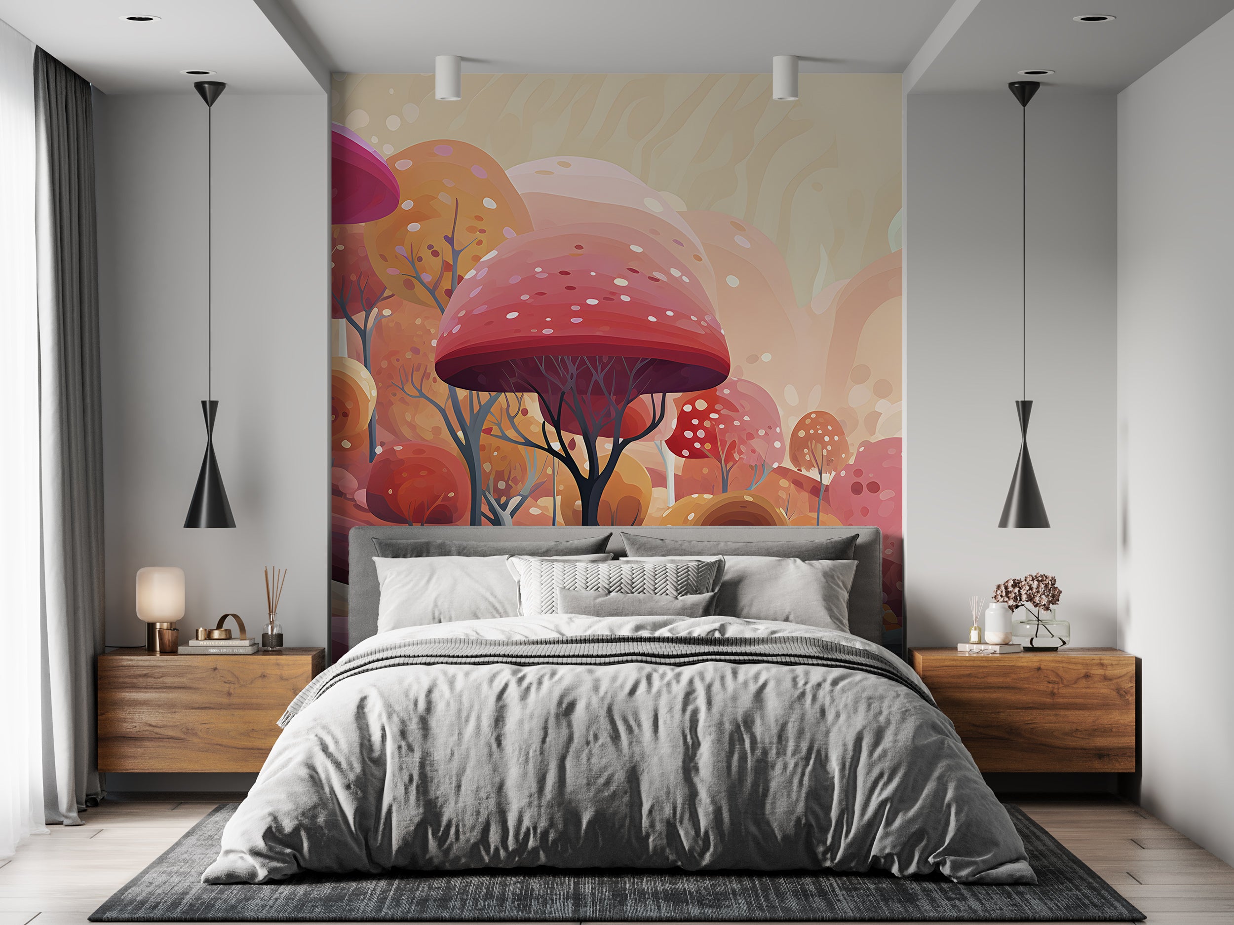Magical Mushroom Watercolor Mural