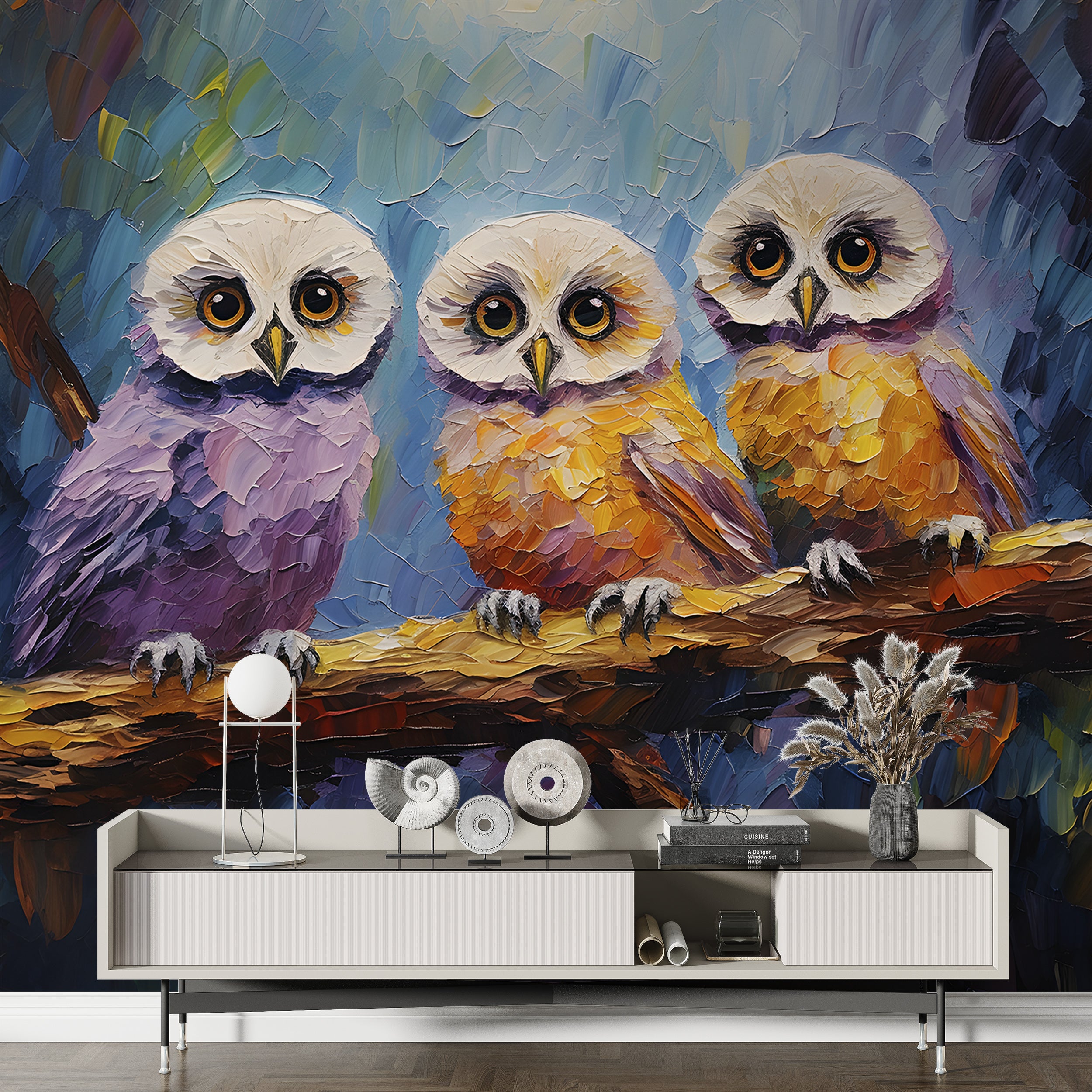 Van Gogh Style Owl Wall Decal