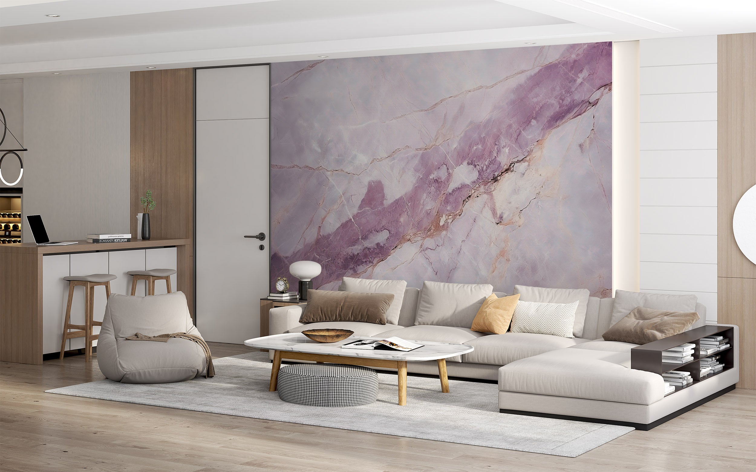 Incorporating Subtle Elegance with Pink and Grey Marble Texture Art