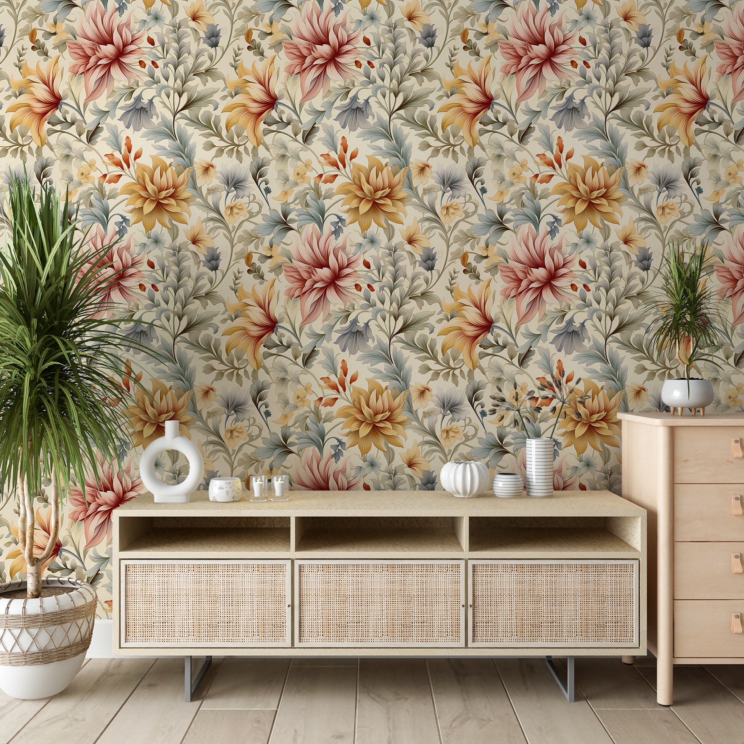 Easy Application Peel and Stick Floral Wallpaper