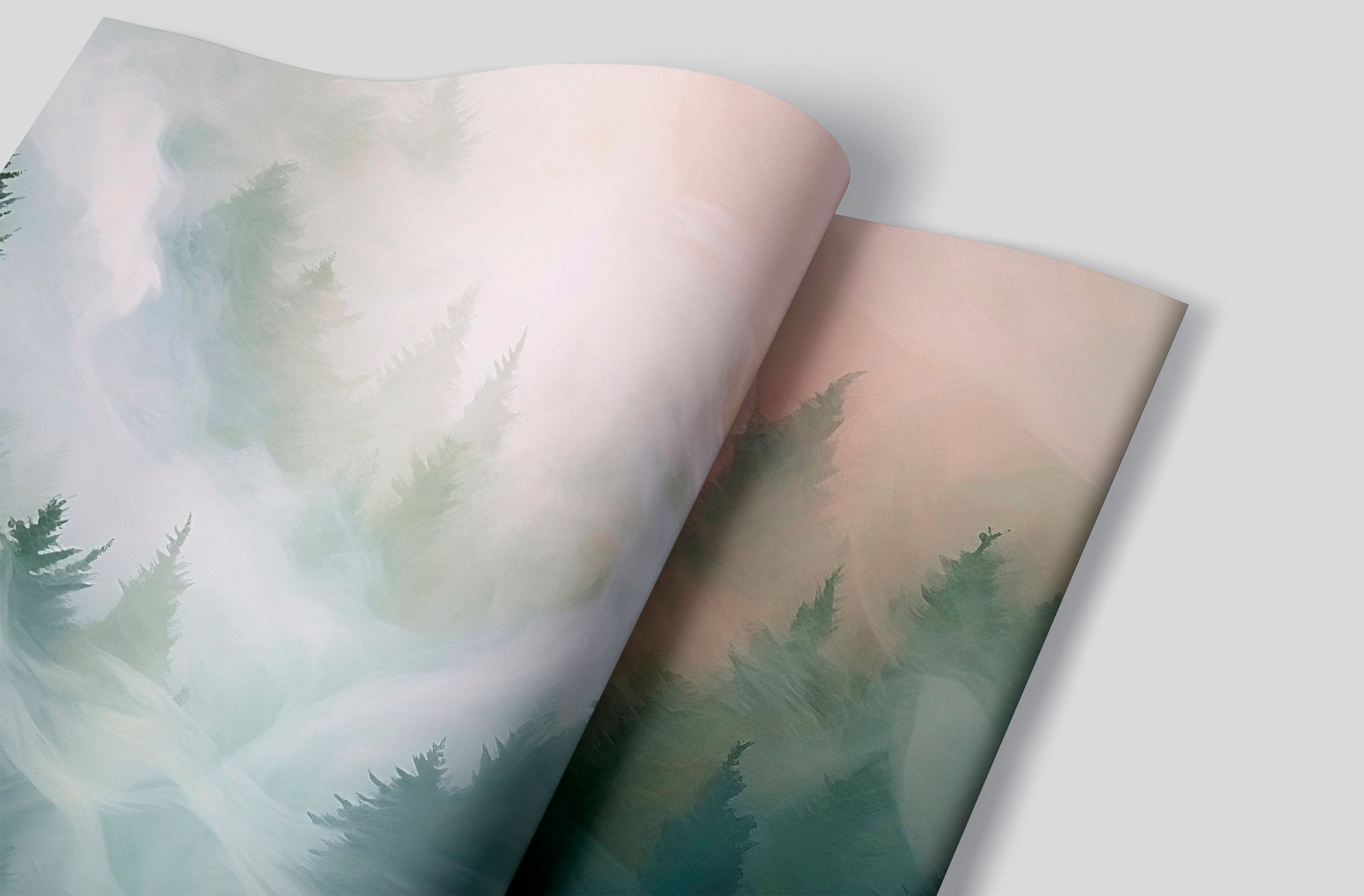 Watercolor Misty Forest Scenery For Walls
