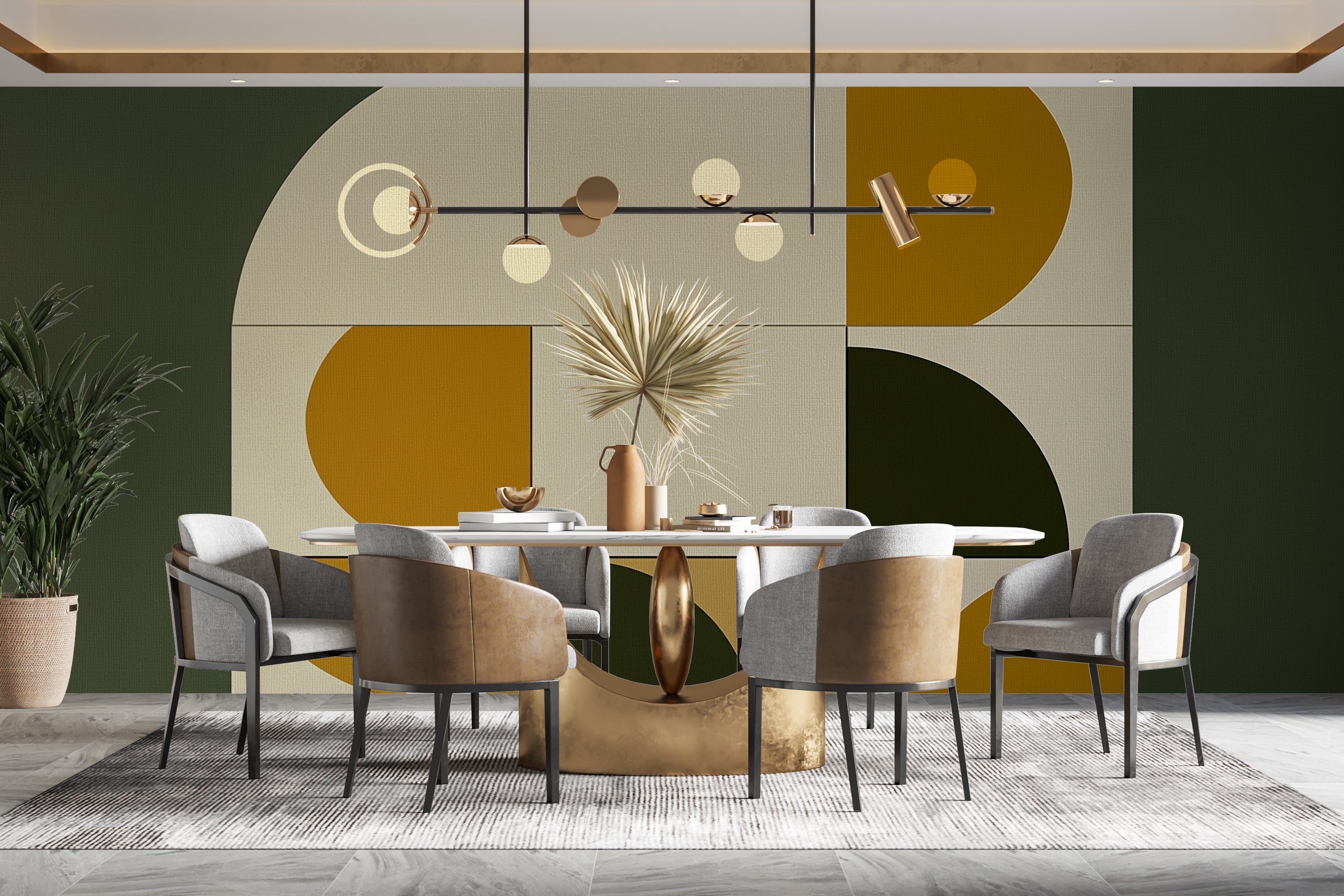 Modern Geometric Mid-Century Wallpaper for Trendy Home Decor
