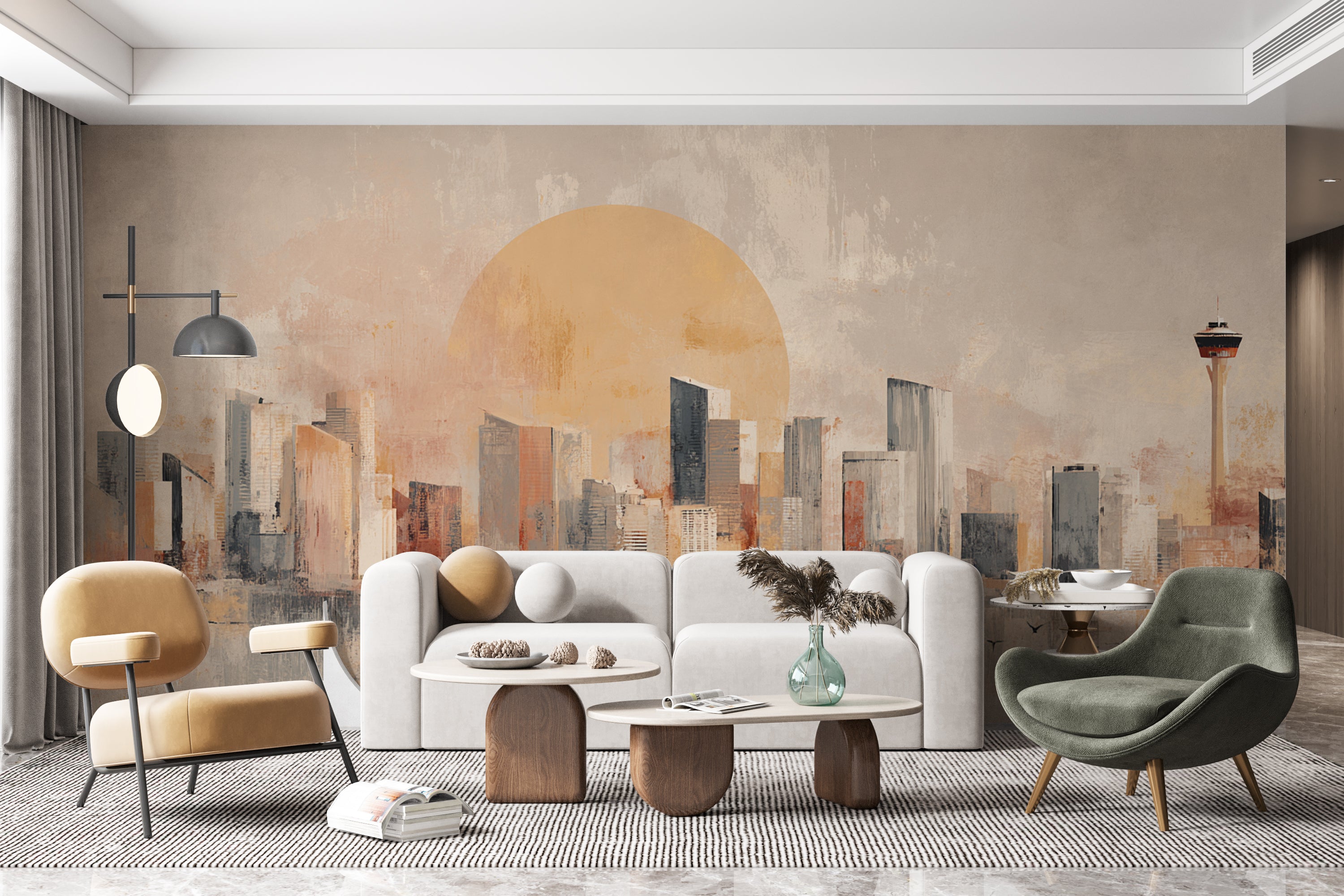 minimalist city skyline
abstract skyline mural