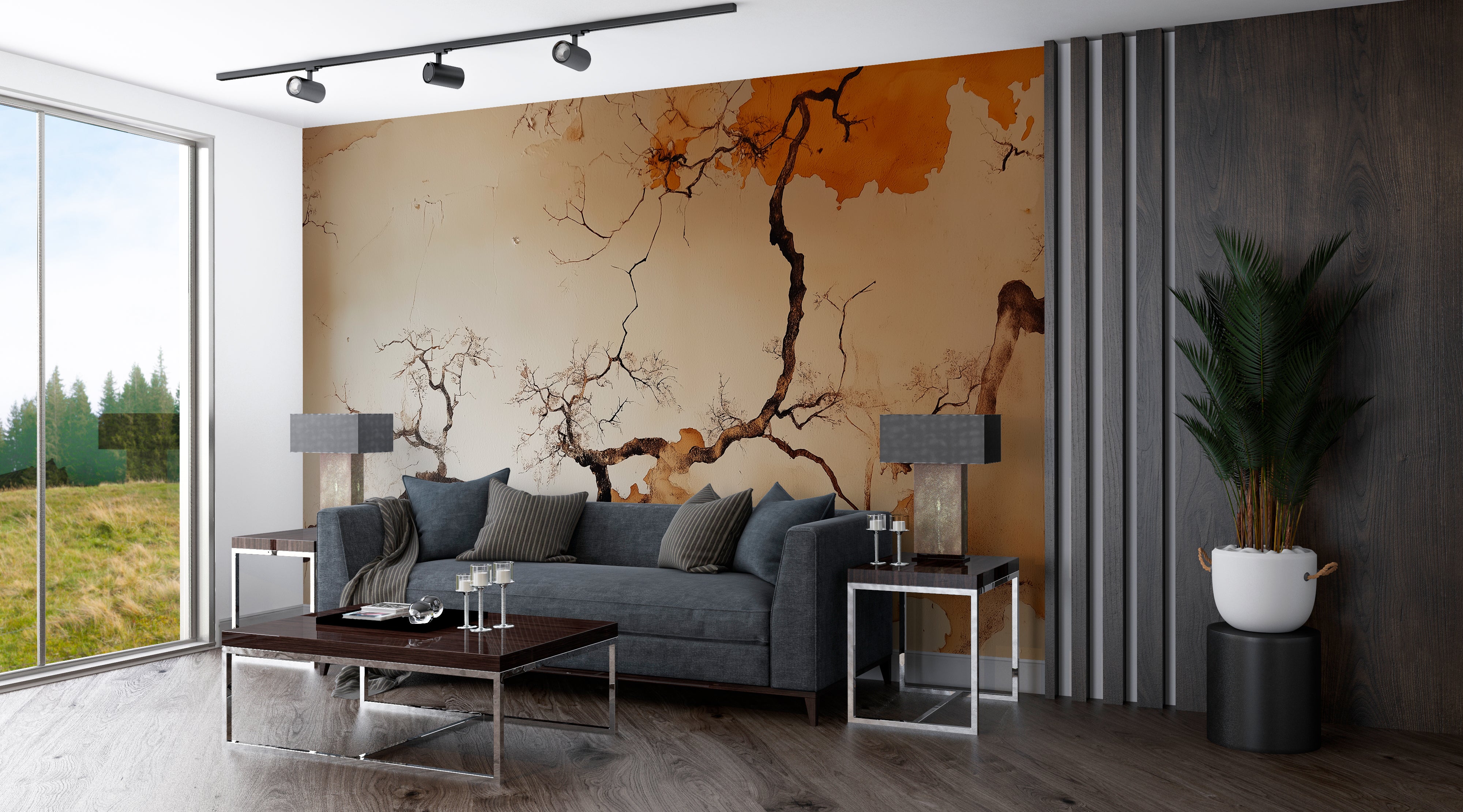 Modern Abstract Crackle Effect Wallpaper – Earthy Tones