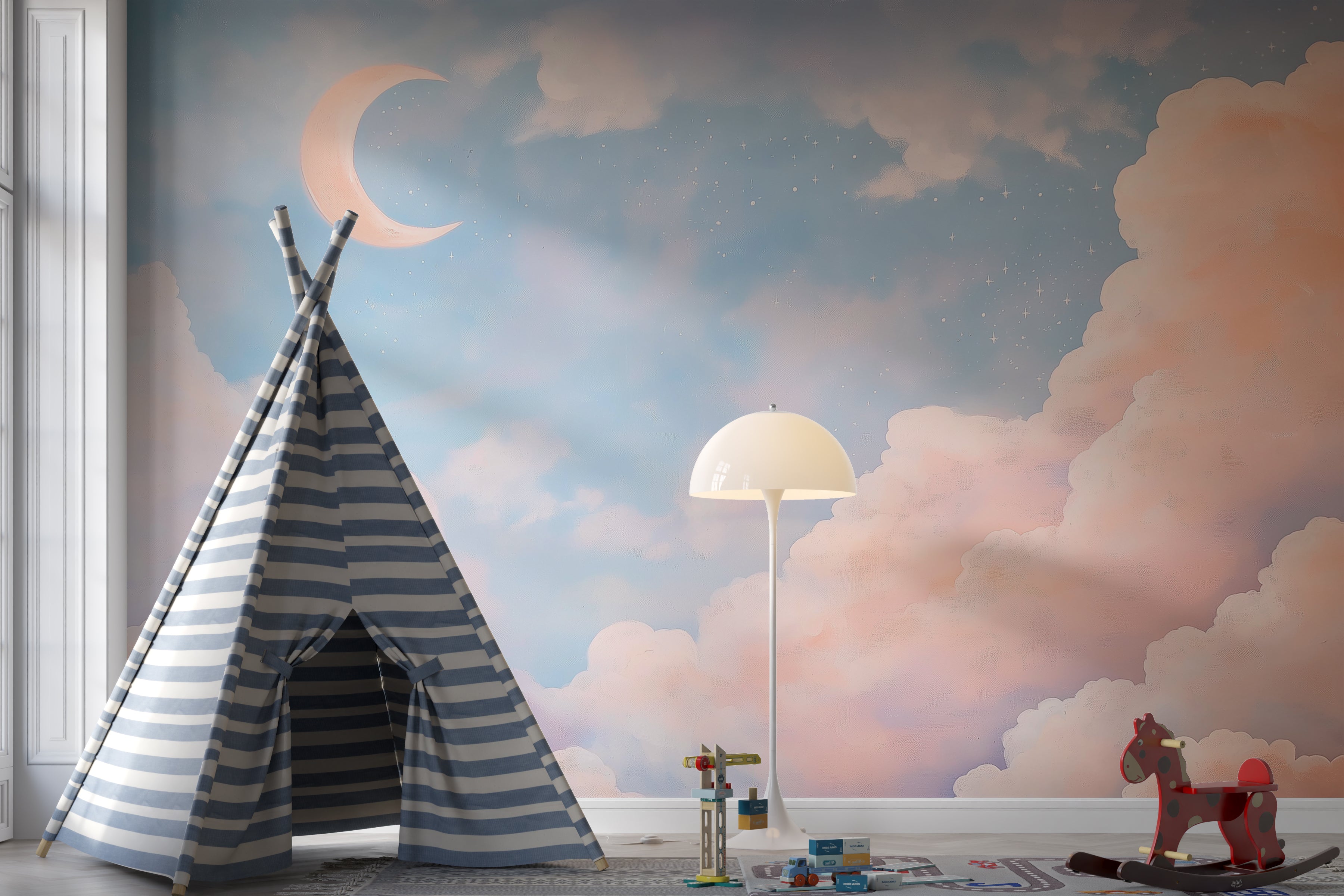 Dreamy Pastel Sky Wallpaper for Nursery, Kids Room, or Home Decor – Cozy and Calming Aesthetic